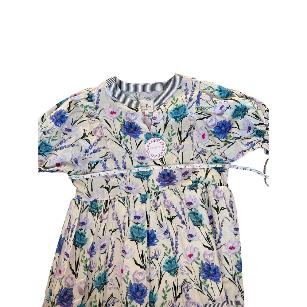 Umgee NWT Blue Floral Babydoll Mini Dress Tiered Cotton Size L - Picture 4 of 5
